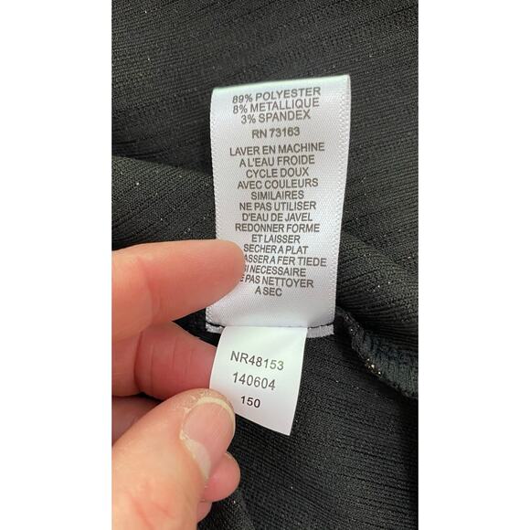 NWT Spense Women's Size XS Black Metallic Copper Hi-Low V-Neck Wrap Dress - Picture 10 of 10